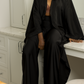 Darling Loungewear Luxury Set in Onyx Black | Elegant High-Waisted Sheer Panel Pants & Oversized Robe