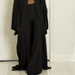 Darling Loungewear Luxury Set in Onyx Black | Elegant High-Waisted Sheer Panel Pants & Oversized Robe