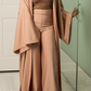 Darling Loungewear Luxury Set in Rose Quartz | Elegant High-Waisted Sheer Panel Pants & Oversized Robe